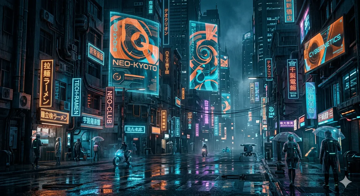 Futuristic Cyberpunk Street at Night