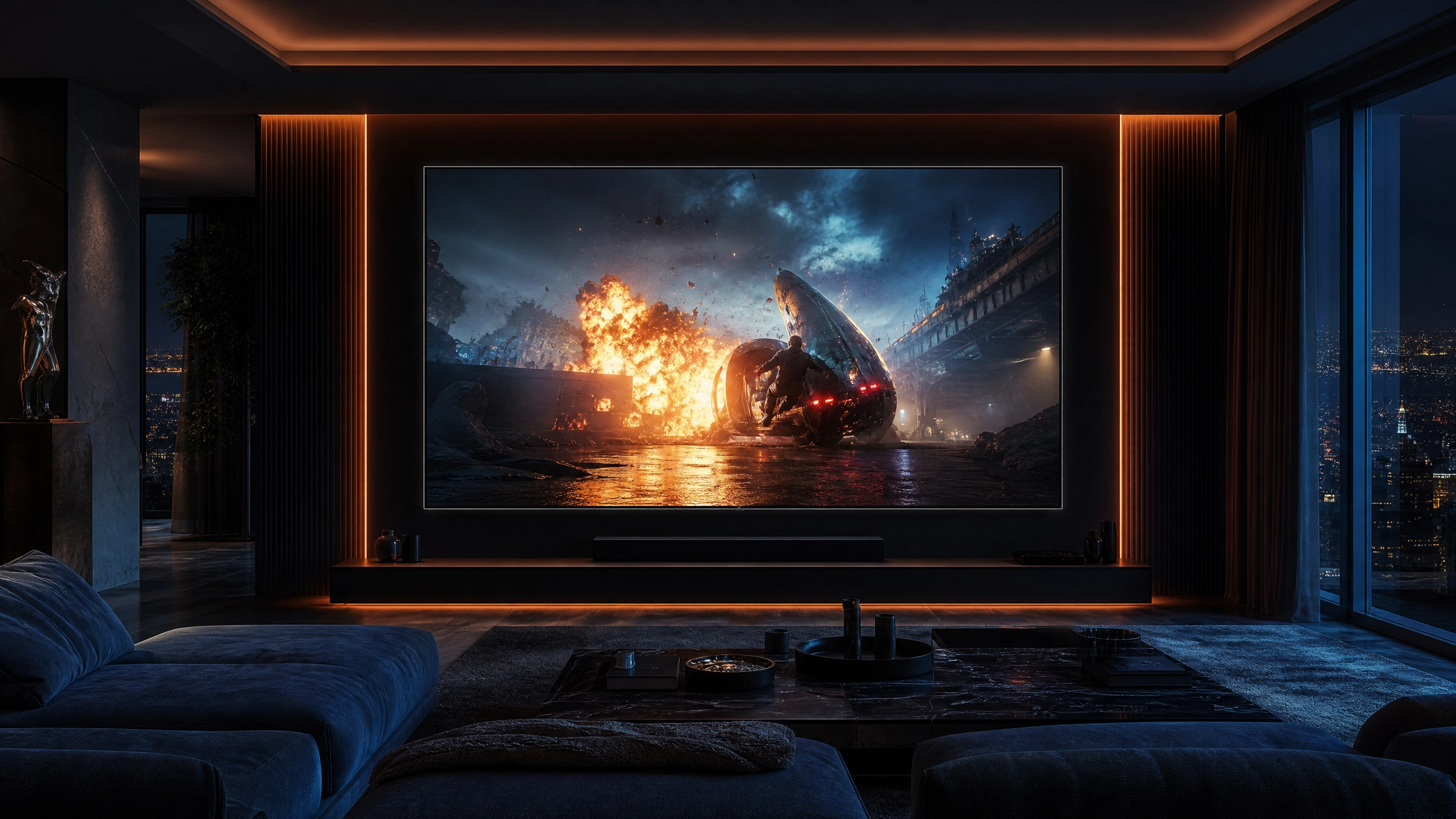 futuristic dramatic living room